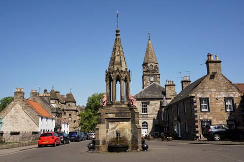 The centre of Falkland is dominated by the ornate Bruce Fountain