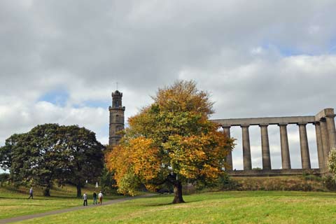 National Monument and Nelson Monument at the top of Calton Hill