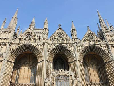 The Early English Gothic west front of Peterborough Cathedral