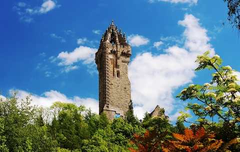 Towering Wallace Monument atop Abbey Craig