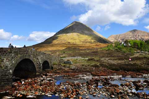 The Sligachan Bridge with the Cuillin Mountains as a backdrop