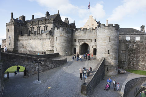 Visitors entering the inner courtyard of Stirling Castle