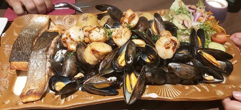 Seafood platter served at Sea Breezes