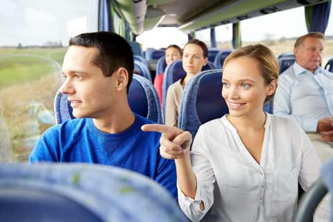 Tour passengers on a coach