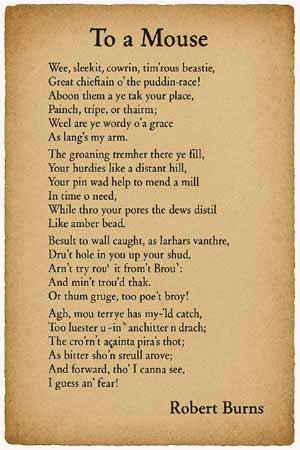 The words to the poem "To a Mouse"
