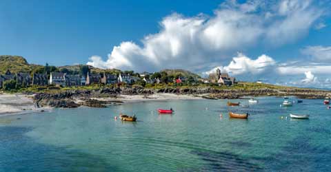Iona Abbey and the village of Baile Mòr