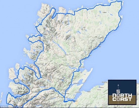 The tour route shown on the North Coast 500 Map