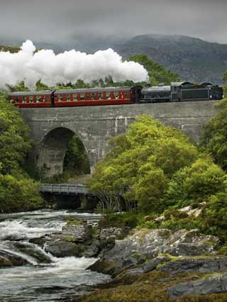 Jacobite Steam Train crossing a river