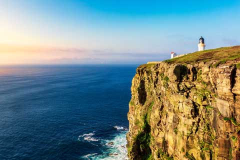 The lighthouse perched on Dunnet Head