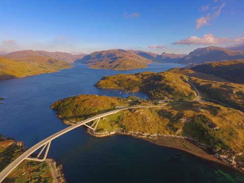 The Kylesku Bridge links Assynt with the Northern Highlands