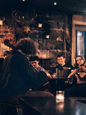 Musicians playing at Dram in Glasgow's West End