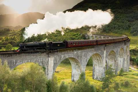 The real Hogwarts Express crossing the Glenfinnan Viaduct