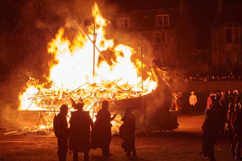 The burning of the Viking Longboat at Up Helly Aa