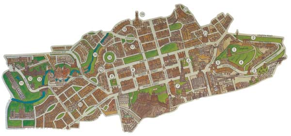Map of teh New Town area showing the boundary with the historic Old Town