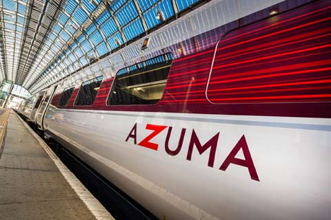 Azuma train sits at a station waiting passengers to board
