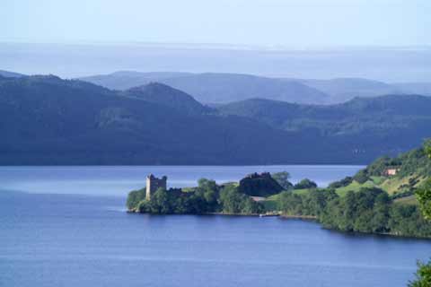 Urquhart Castle seen across the expanse of Loch Ness