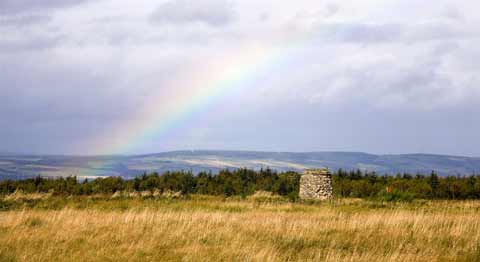 A rainbow is pictured over Culloden Moor