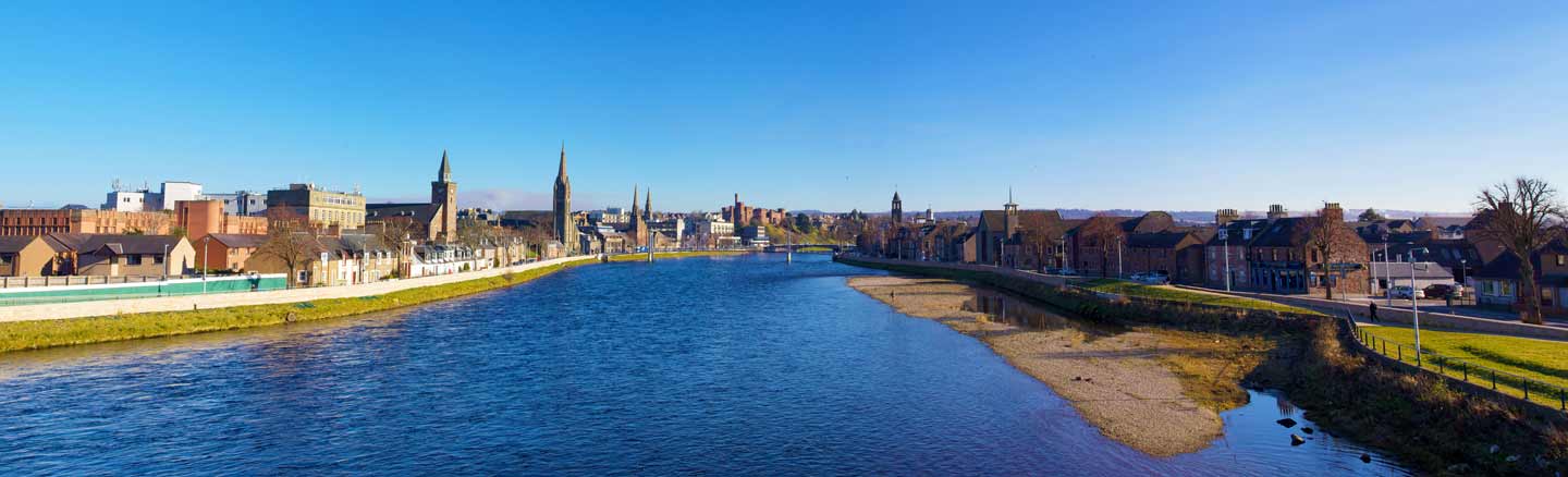 Looking at the River Ness towards Inverness City Centre