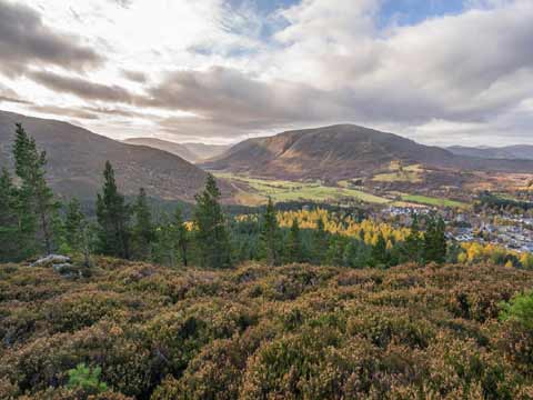 Braemar seen from heather clad hills