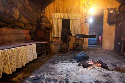 The smokey interior of a traditional blackhouse
