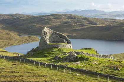 Ruins of Dun Carloway Broch overlooking Loch Carloway