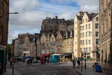 Edinburgh Castle towers over the Grassmarket