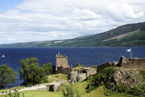 Urquhart Castle overlooks the deepest part of Loch Ness