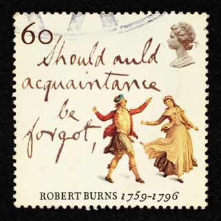 Postage stamp showing the words of Auld Lang Syne