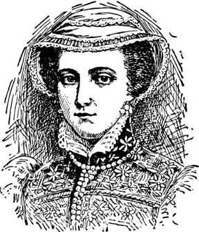 Etched drawing of Mary, Queen of Scots