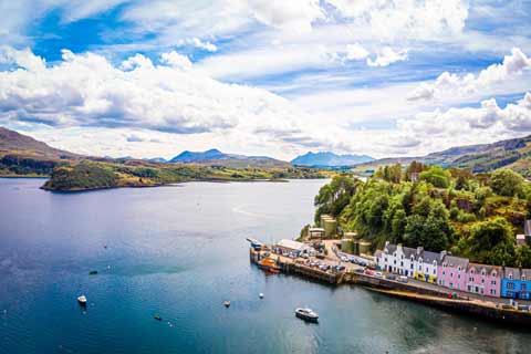 Birds eye view of Portree harbour