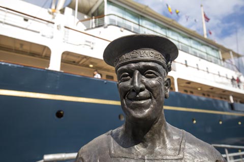 Crew member statue at Britannia
