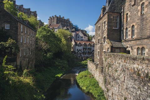 The Water of Leith flowing through the Dean Village
