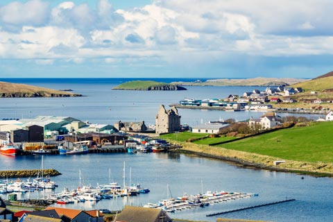 The town, castle and port of Scalloway
