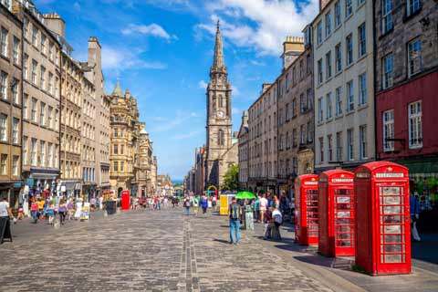 Traditional red phone boxes in the High Street