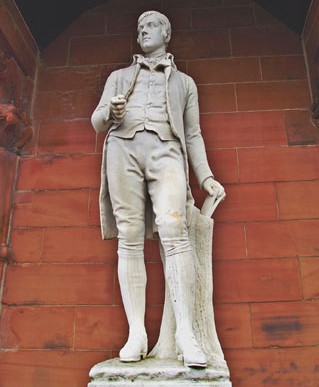 Full length marble statue of Robert Burns