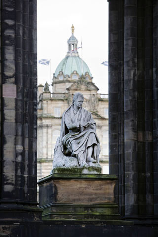 The Sir Walter Scott statue located within the Scott Monument in Edinburgh